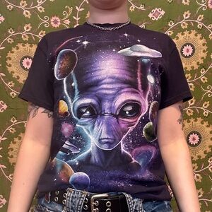 Y2k skater alien space graphic tee